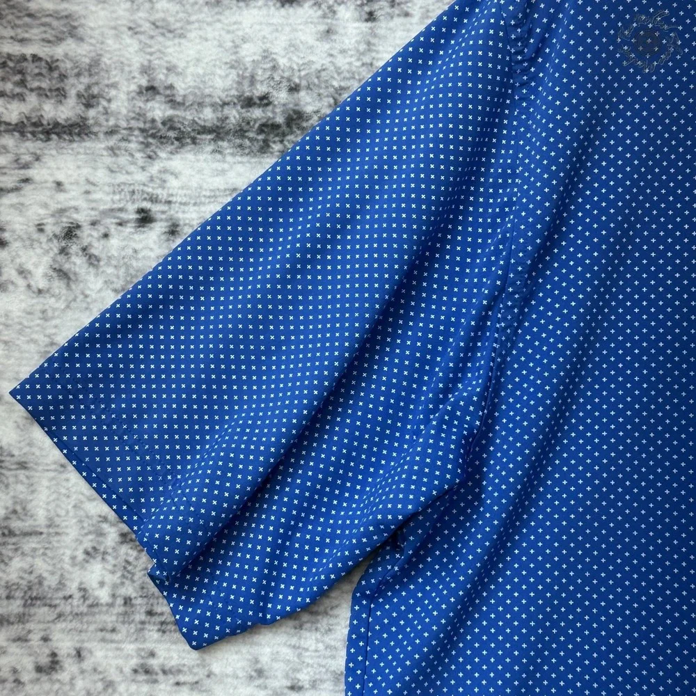 FootJoy Golf Polo Shirt Men's L Blue White Print PGA Championship Performance‎